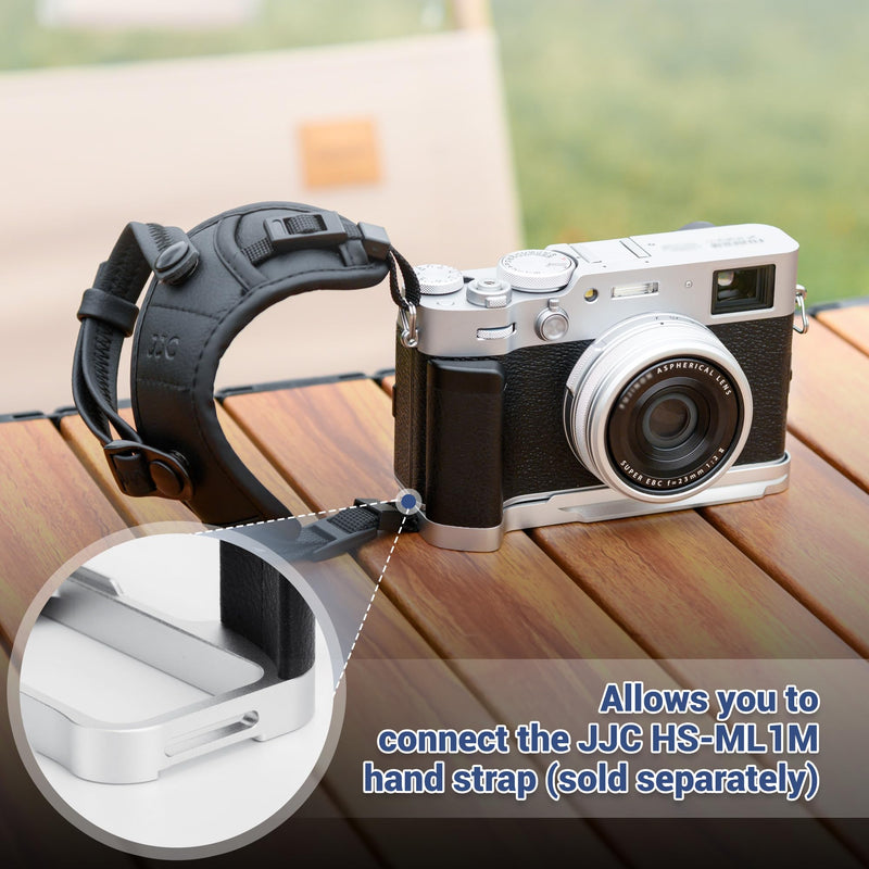 X100VI Handgrip,Metal Hand Grip L-Shape Bracket for FUJIFILM X100VI Only, X100VI Baseplate Holder with Quick Release Plate for Arca,Extra 1/4"-20 Tripod Hole & Hand Strap Hole Silver(Not Fits X100V)