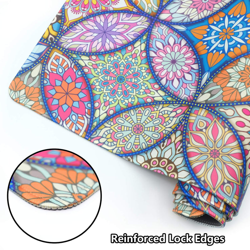 EkuaBot Mandala Large Gaming Mouse Pad (35.4×15.7 in, 3mm Thick), Non-Slip Rubber Base and Reinforced Lock Edges, XXL Extended Mousepad for Work, Game, Desk mat, Desktop Decoration