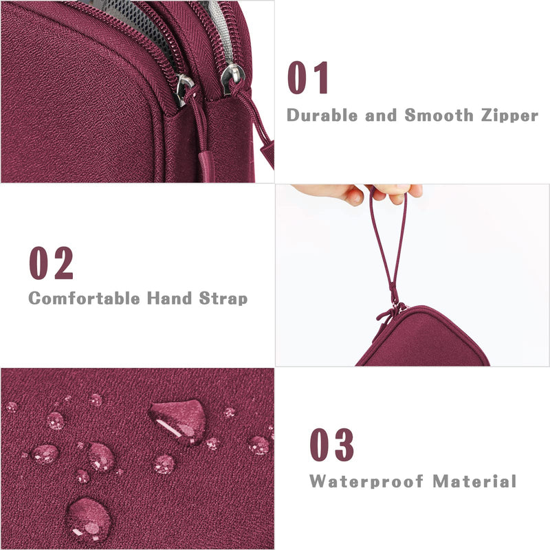FYY Electronic Organizer, Travel Cable Organizer Bag Pouch Electronic Accessories Carry Case Portable Waterproof Double Layers Storage Bag for Cable, Charger, Phone, Earphone, Medium Size- Wine Red Wine Red-1
