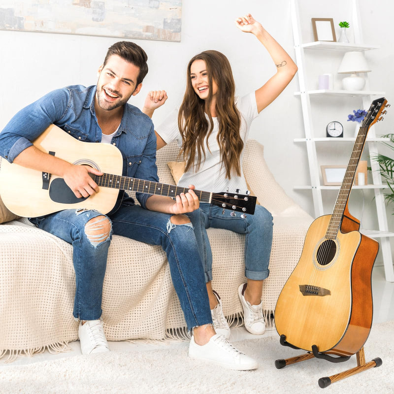 MUSO Guitar Stand,Acoustic Guitar Stand,Wood Classical Electric Guitar Stand,Foldable Bass Guitar Stand,Guitar Accessories also fit Bass,Violin,Ukulele(Zebra) Zebra