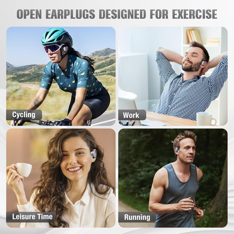 [AUSTRALIA] - Wireless Earbuds Bluetooth Headphones 80hrs Playback Ear Buds Power Display with Noise Canceling Mic with Earhooks for Sports/Workout/Running, Black 