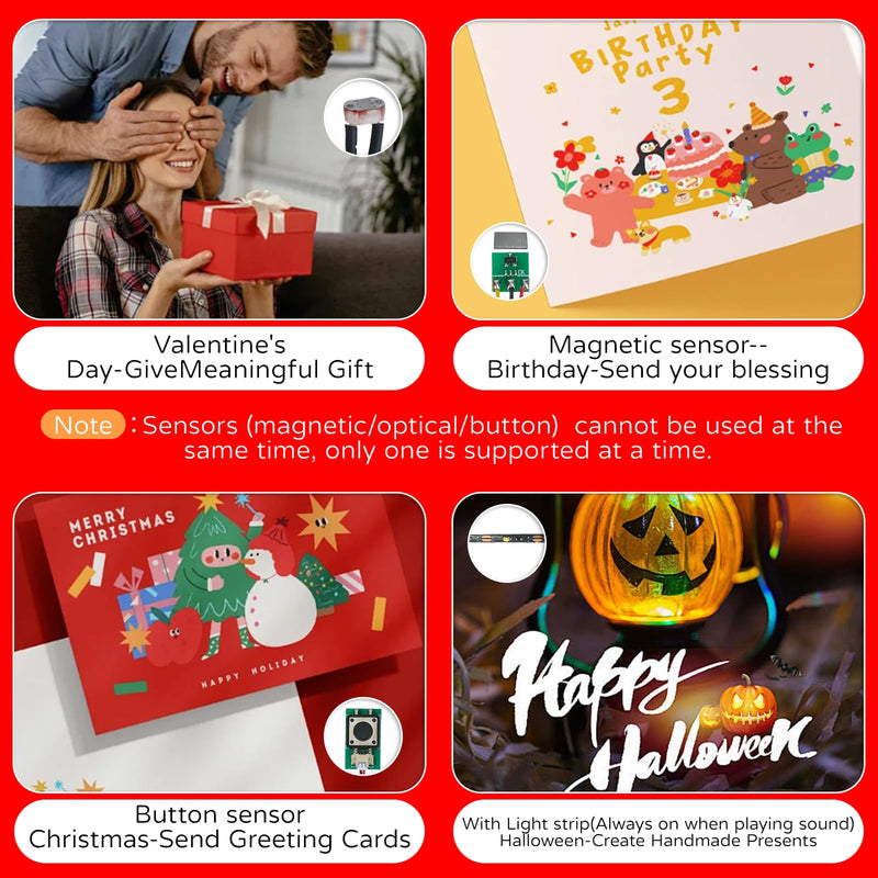 [AUSTRALIA] - Sound Module, JRGKJCP 16MB Push Button, Magnetron,Light Control Activated Recordable Voice Sound Chip Module with Light Strip,Speaker,for Greeting Card Audiobook, Xmas Presents Boxes, Kids's Toys. 