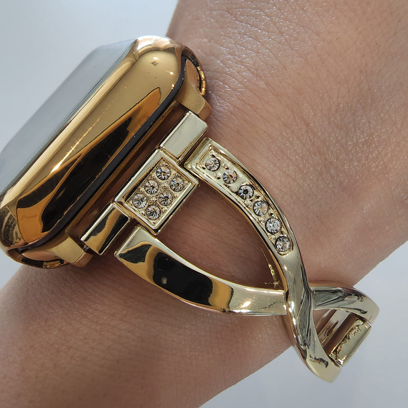 38/40/41mm(XS/M) Double Gold Chain & X link Gold Chain For Apple Watch Band