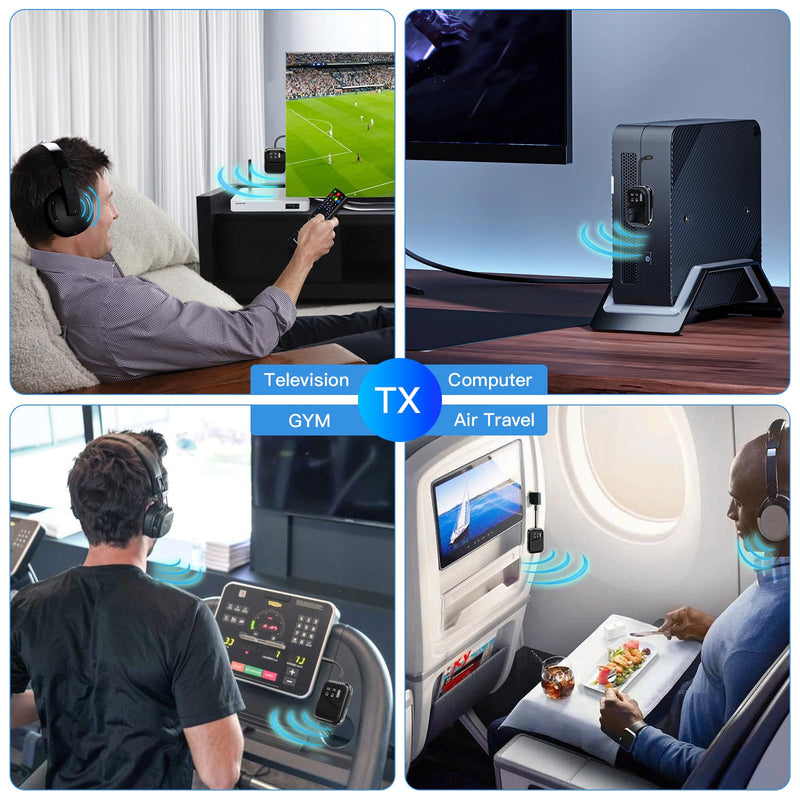 [AUSTRALIA] - Bluetooth 5.4 Transmitter Receiver, Low-Latency for Gaming/TV/PC/Gym,2-in-1 Dual Mode for 2 Devices,Ideal for Airplane Travel, aptX Adaptive HD Audio, Wear-Resistant Ultra-Ceramic Black 