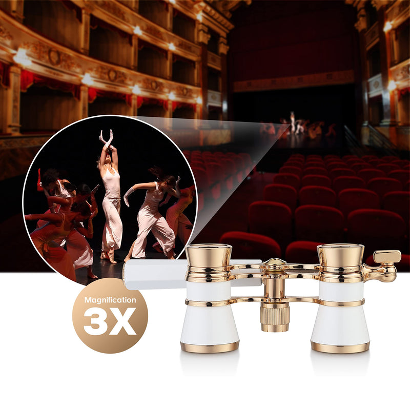 [AUSTRALIA] - Yourelexit® Opera Glasses Binoculars 3X25 Lorgnette Theater Glasses Optical BK9 Mini Compact Lightweight Built-in Foldable Adjustable Handle Vintage for Adults Kids Women in Musical Concert Cinema 