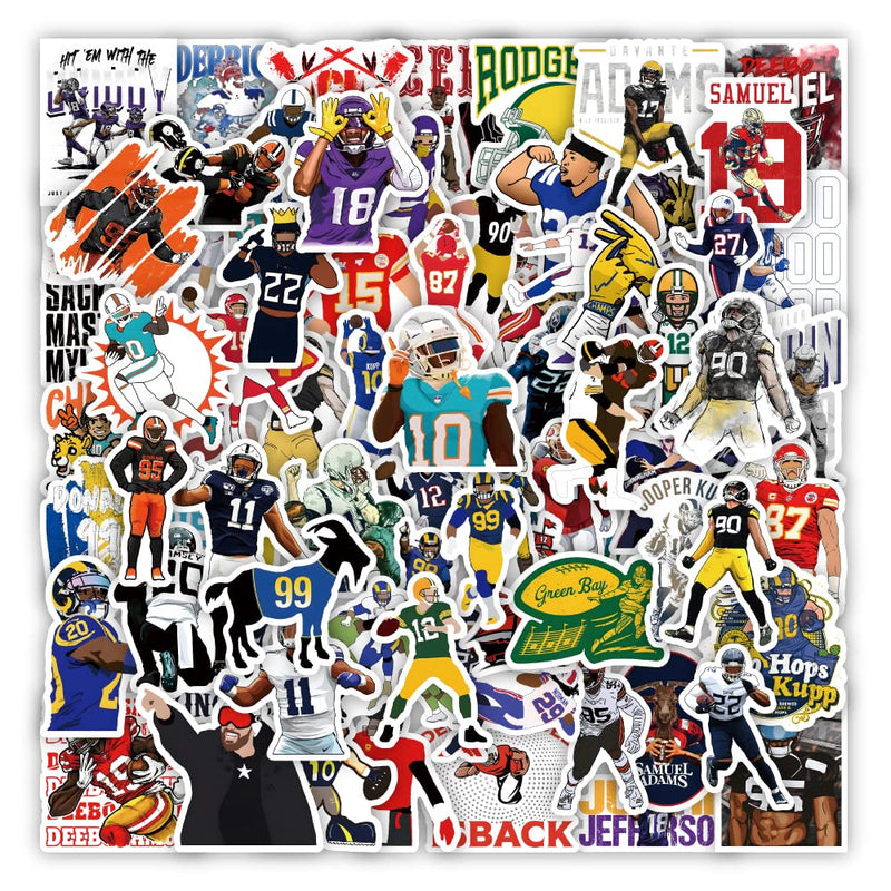 American Football Stickers for Rugby Team Fans(100pcs) Vinyl Waterproof Stickers for Water Bottles Teens Boys Luggage Motorcycle Snowboard Blue