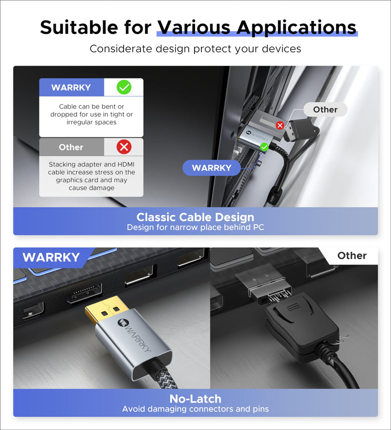 Warrky 4K DisplayPort to HDMI Adapter 5-Pack, Uni-Directional DP1.2 to HDMI | DisplayPort to HDMI Adapter Male to Female, Reinforced Anti-Break,4K UHD Passive Uni-Directional DP1.2 to HDMI2.0 for Dell HP 1 Light Gray