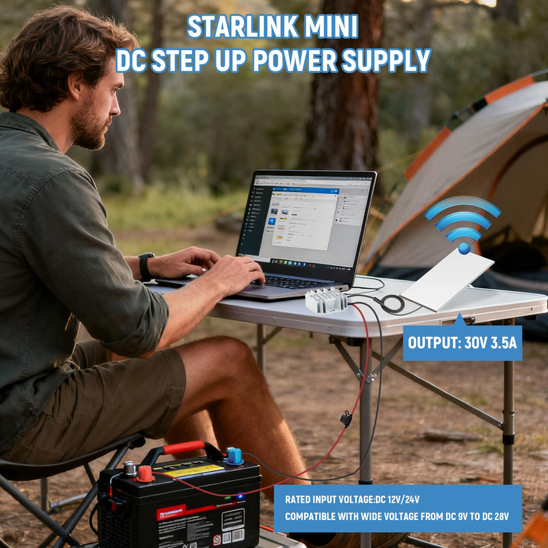 [AUSTRALIA] - Starlink Mini Power Supply, 12V/24V to 30V 3.5A Starlink Mini 12V Adapter DC Step Up Converter with Female Plug, Compatible with Battery/RV/Yacht Off-Grid Power Solution 1.64 ft Grey 