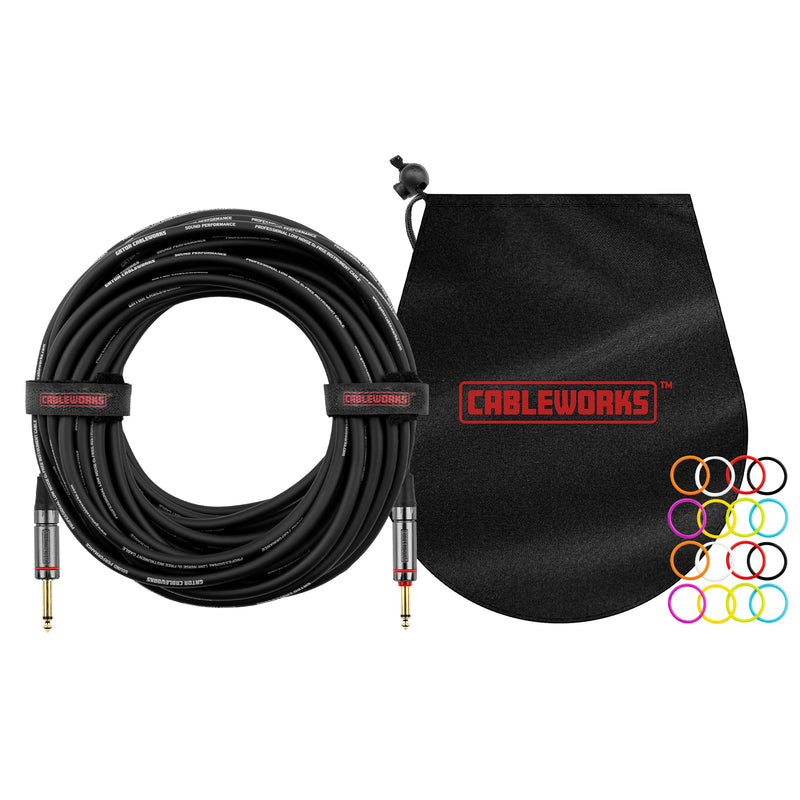 by Gator Cases Headliner Series Premium 20 Ft Straight to Straight Guitar Instrument Cable with Quiet Switch Technology (GCWH-INS-20QT) 20 Feet Quiet - Straight