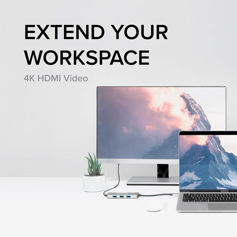 Plugable USB-C Hub 7-in-1, Compatible with Mac, Windows, Chromebook, USB4, Thunderbolt 4, and More (4K HDMI, 3 USB 3.0, SD & microSD Card Reader, 87W Charging)