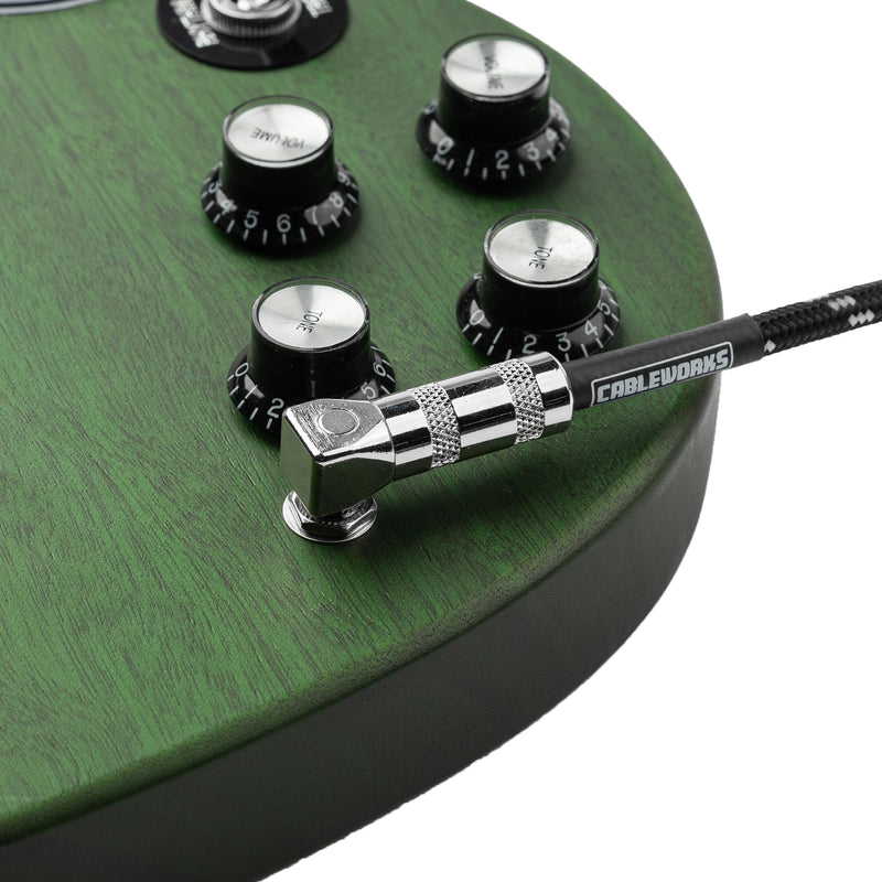 by Gator Cases Backline Series 20 Ft Braided Guitar Instrument Cable, Straight to Right Angle, Black/Grey (GCWB-INS-20RABG) Black / Grey 20 ft.
