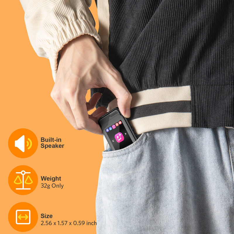 MP3 Player with Bluetooth 5.3,Portable Music Player with Speaker and Micro SD Card Slot MP3 Player with FM Radio,Video,Voice Recording,Earphone for Kids,Jogging and Gift,Max 512GB Expand 16GB