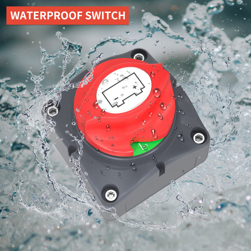 Joinfworld 300A Bus Bar Waterproof Power Distribution Block Heavy Duty with Battery Disconnect Switch 12V-48V
