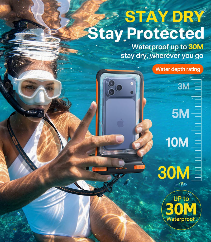 TORRAS IPX8 Waterproof Phone Pouch Floating, Underwater Screen Touchable | Black & White, 2 Pack Universal Waterproof Phone Case with Lanyard, Snorkeling, Beach, Cruise, Travel Essentials, 7.0 Inch 2 Pack-Black & White