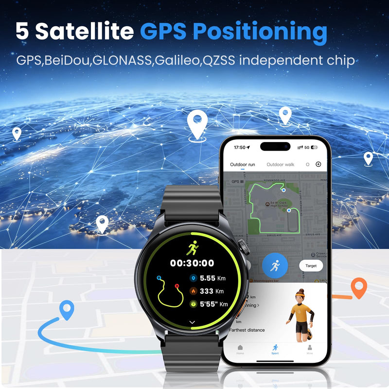 HAYLOU Watch 4S Smart Watch for Men Women with GPS, Fitness Tracker, Black | 1.43" AMOLED, 120+ Sports Modes, Built-in GPS Activity Tracker, Bluetooth 5.3 Calling Smartwatch with 1ATM Water Resistance