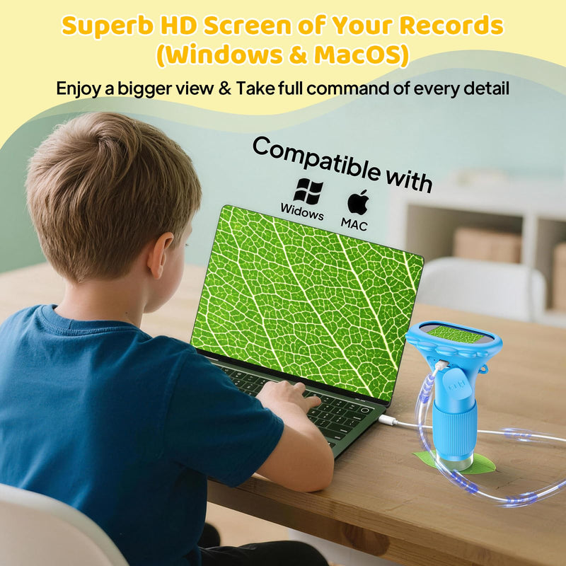 [AUSTRALIA] - Kids Microscope, Pocket Portable Microscope for Kids with 2'' Inch Screen - Powerful Handheld Microscopes Bug Microscope with Light, 2026 Best Easter Birthday Gifts for Age 3-12 Boys - Blue 