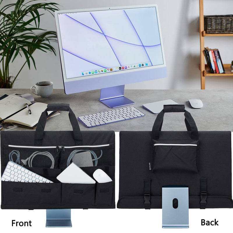 KISLANE Travel Carrying Case for 24'' iMac Desktop Computer, Protective Storage Bag for iMac Monitor Dust Cover with Carry Handle for 24 inch iMac Screen and Accessories (Black) Black