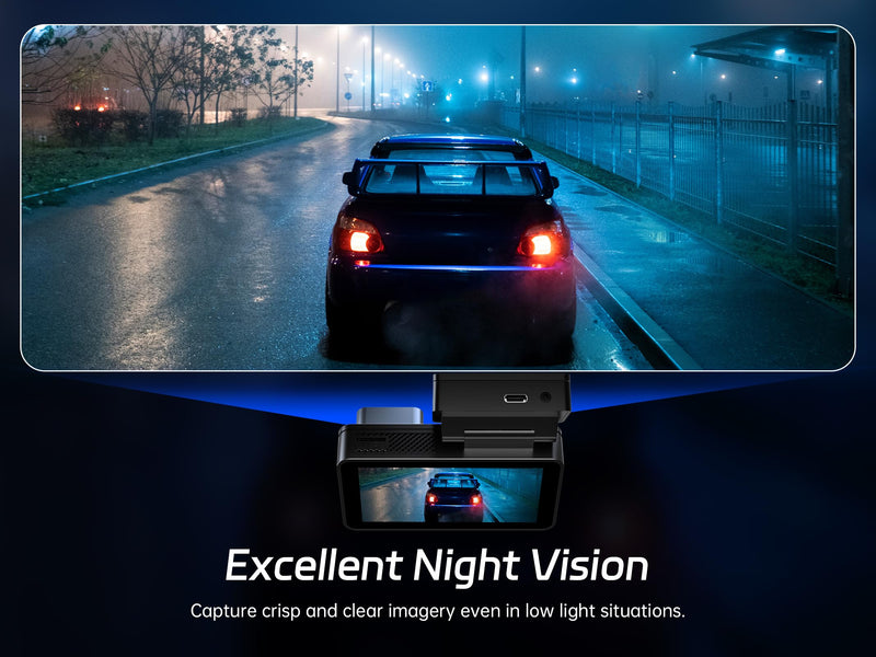 Pelsee P3 4K Dash Cam Front and Rear, 64GB SD Card, Dash Camera for Cars | Dual Car Camera with Wi-Fi 6, GPS, ADAS, BSD, LCA, 3’’ IPS Display, APP & Voice Control, Color Night Vision, 24H Parking Mode