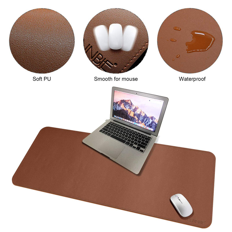CENNBIE Extended Leather Gaming Mouse Pad/Mat, Large Office Writing Desk Computer Leather Mat Mousepad,Waterproof - 39.3"x19.6" (Brown) 39.3" x 19.6" Brown