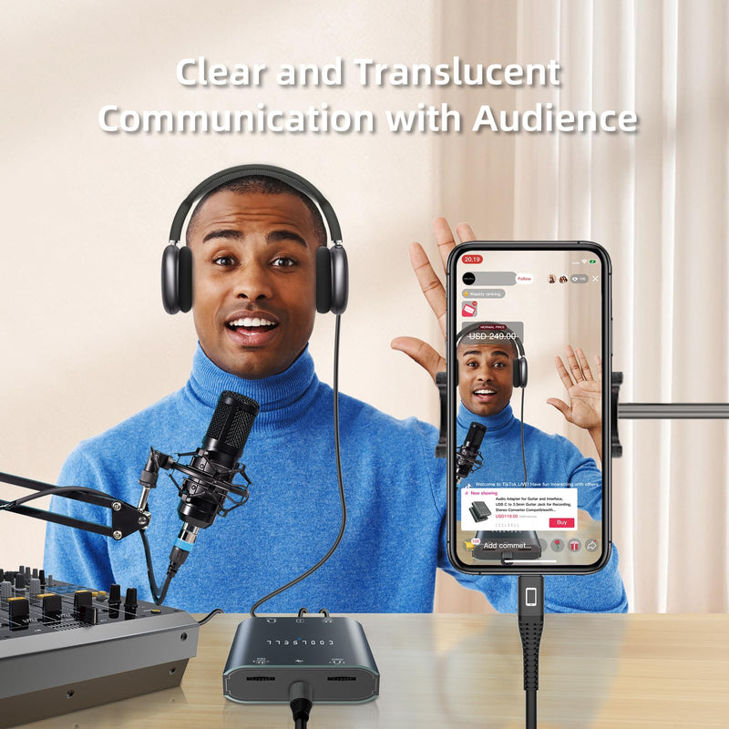 Audio Interface, Stereo 24Bit/192kHz USB C & iPhone Guitar Interface for Recording, Live Streams and Podcasting, Compatible with iPhone, iPad, Mac, Android and PC G42