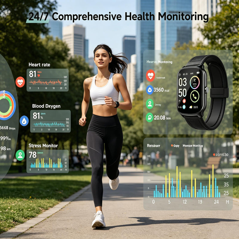 Smart Watch for Men,1.87" HD Touchscreen, Alexa Built-in, Fitness Tracker with Heart Rate/Sleep, Multi-Sport Modes Pedometer, Bluetooth Calling Smartwatch for Android/iOS for Daily Workout Black