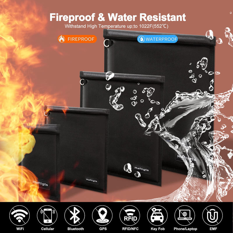 4 Pack Faraday Bags for Laptops & Phones & Radio & Car Keys,Faraday Cage for Anti-Theft Anti-Tracking, Faraday Key Fob Protector, Waterproof & Fireproof Faraday Bag, RFID Signal Blocker Bag Black 1