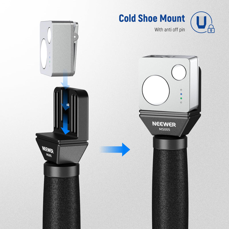 NEEWER 13"/33cm Telescopic Lavalier Microphone Handheld with Anti Off Cold Shoe Foam Windscreen Interview Mic Handle Compatible with Rode Wireless Go II DJI Mic CM31, MS005 MS005(33cm)