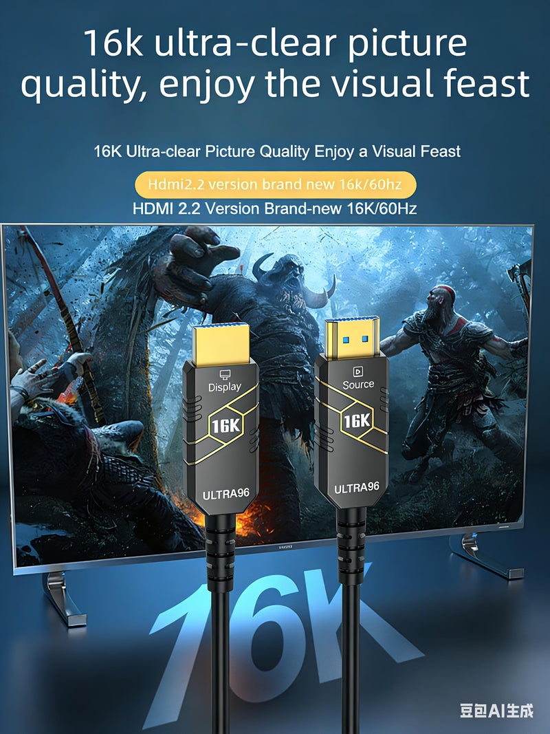 3m / 10ft 16K HDMI2.2 Fiber Optic Cable, 96Gbps Ultra High Speed, 4K240Hz 4K144Hz 8K120Hz 16K60Hz, HDCP 2.2&2.3, Dynamic HDR, eARC,DTS, Long Slim and Flexible for Projector/TV/PS5 | 96Gbps Ultra High Speed, 4K240Hz 4K144Hz 8K120Hz 16K60Hz, HDCP 2.2&2.3...