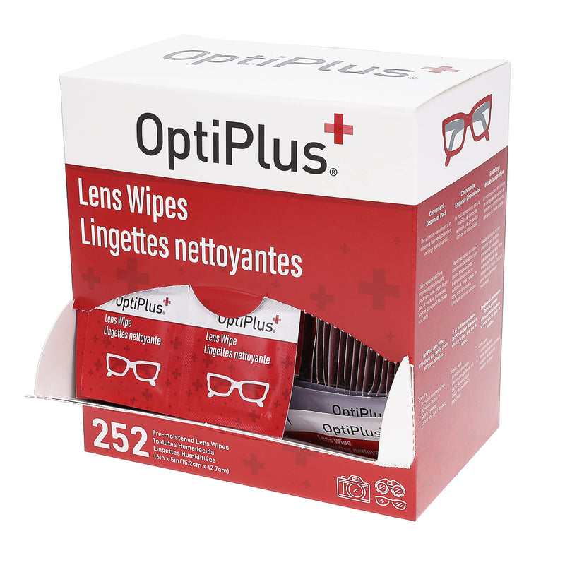 OptiPlus Eyeglass Lens Wipes l Pre-Moistened l Cleaning Wipes for Glasses, Computer & Laptops Screens, Smart Phones, Optical Lens, Goggles, and Watch Screen l Quick-Dry & Scratch-Free | 252 Count 252 Count (Pack of 1)