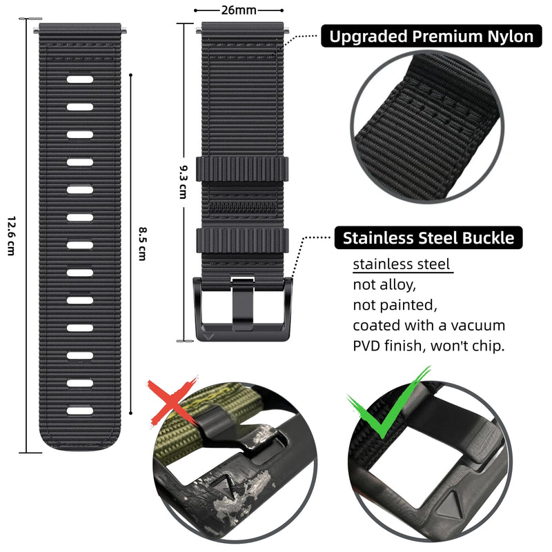 for Garmin Instinct Watch Band, Rugged Nylon Replacement Strap for Instinct 2 Instinct 3 45mm, Compatible with Garmin Instinct Solar, Tactical, Tide Esports, Sport Outdoor Work Use Replacement Band