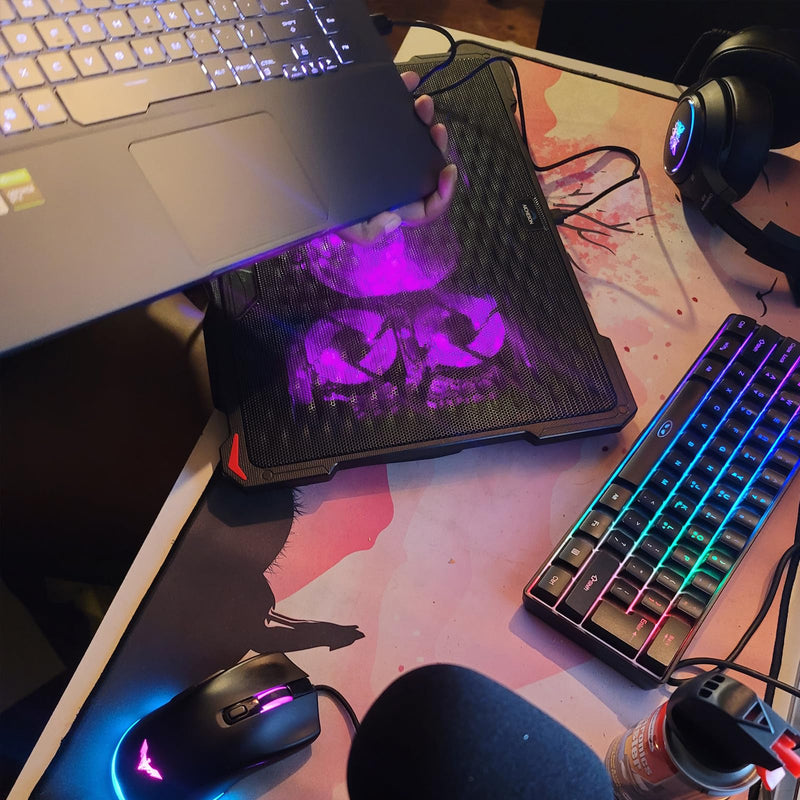 AICHESON S035 Purple Laptop Cooling Pad and Portable Computer Cooler Set
