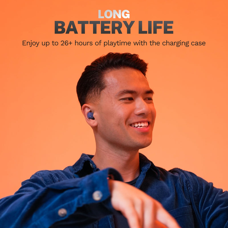 JLab Go Air Pop+ True Wireless Bluetooth Earbuds in Navy Blue Plus Cloud Foam Mnemonic Earbud Tips