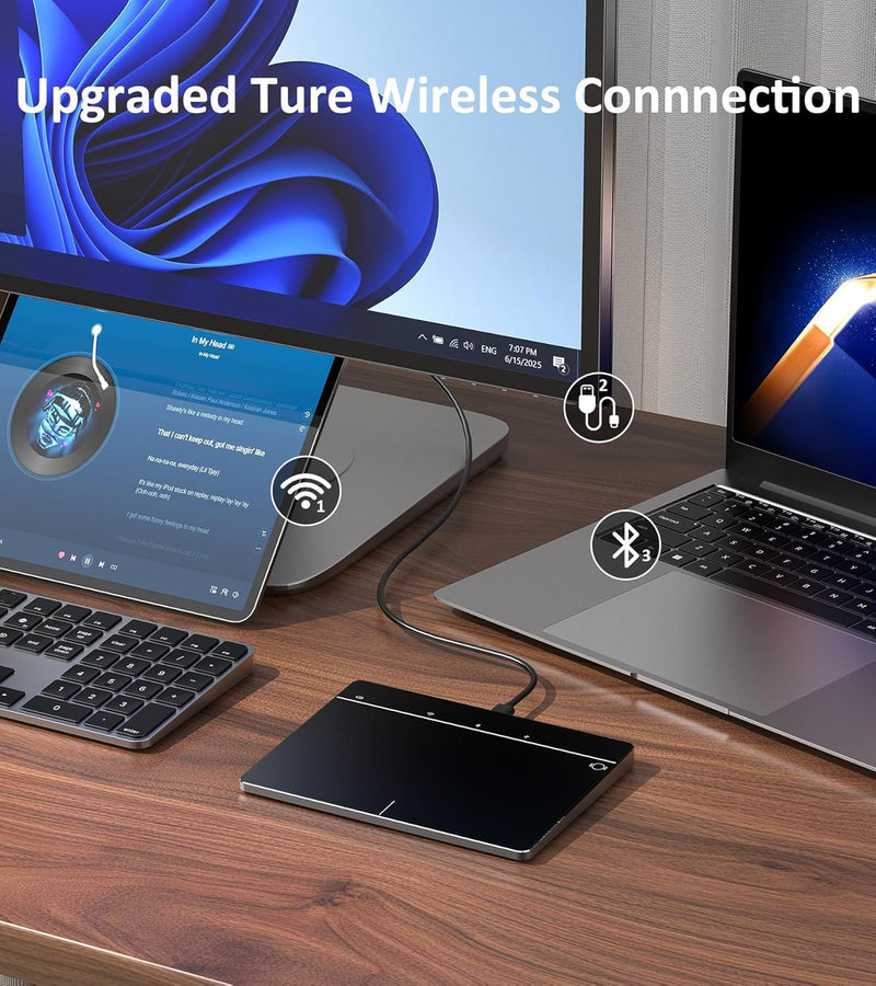 Wireless Trackpad Multi-Touch Surface Bluetooth Touchpad with High Precision Navigation for Windows10/11/Desktop/Laptop/Notebook Computer PC (MG3 Black) MG3 Black