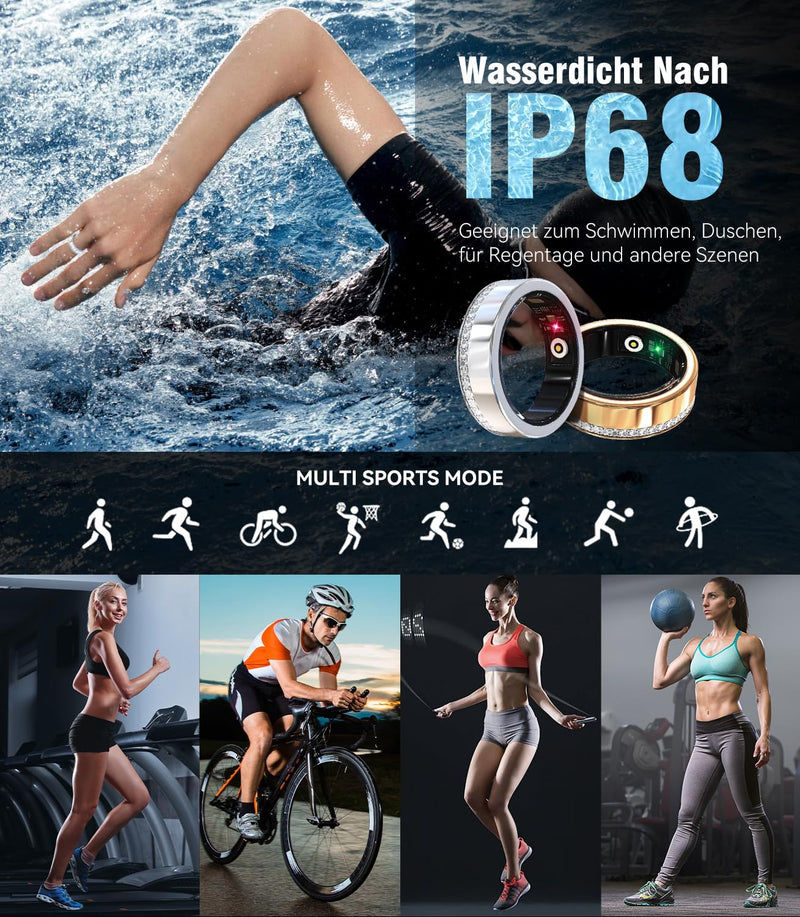 10 Gen Diamond Smart Ring and Wireless Charging Case【Industry Ranking No.1 – 0 Measurement Error】 2026 Smart Ring for Women & Men for Sleep Tracking Wearable Device,Fitness Ring Gold 11# Gold-SD 11#