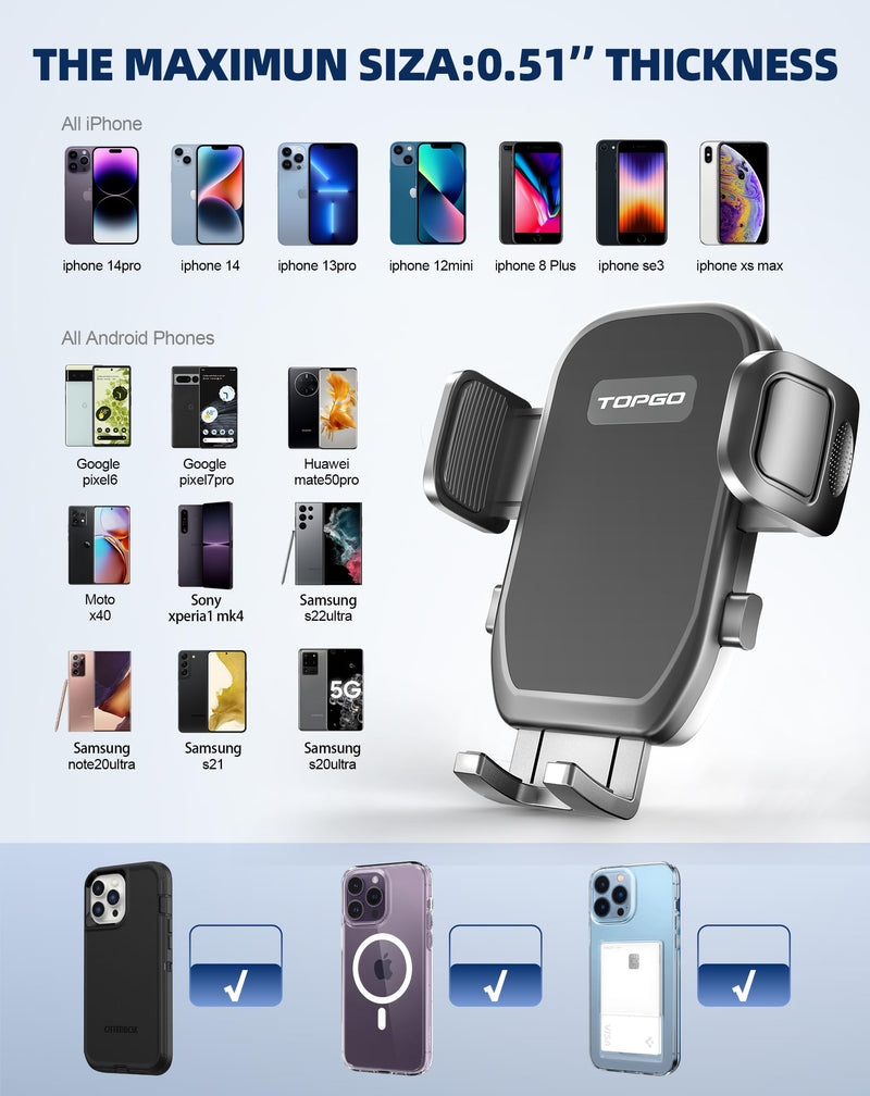 Car Phone Mount, Cup Phone Holder for Car [Secure & Stable] Cup Phone Holder Cell Phone Automobile Cradle for iPhone 16 and More Smart Phone -Black