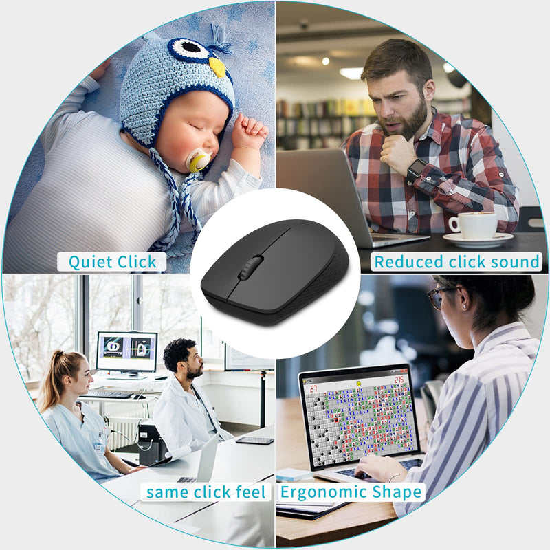 RAPOO Bluetooth 2.4G Wireless Mouse, 2 Bluetooth Channels with 1 USB Receiver Noiseless Mouse, Connect up to 3 Devices, Portable Computer Mice for PC, Tablet, Laptop-Black BLACK