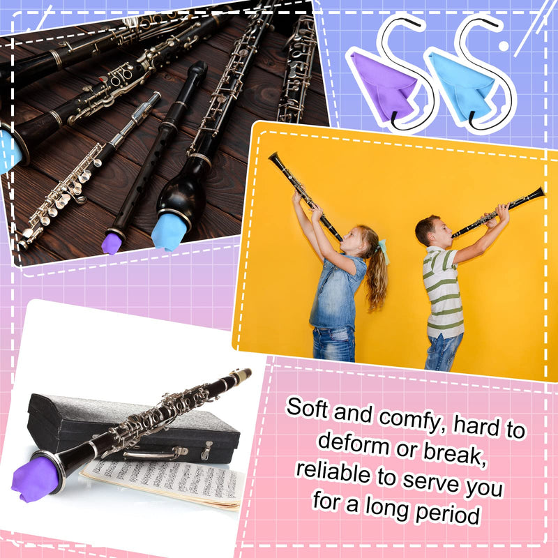 12 Pcs Clarinet Swab Cleaning Cloth Swab for Inside Tube Cloth Clarinet Cleaner Pull Through Instrument Cloth with Weighted String for Clarinet Flute Piccolo Sax Saxophone(Blue, Purple) Blue, Purple
