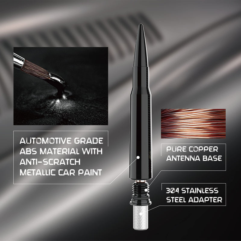 [AUSTRALIA] - RYDONAIR Short Antenna Compatible with Chevy & GMC Trucks All Years Model, Internal Copper Coil for Enhanced Reception, Car Wash Proof, 50 Cal ABS Antenna Replacement 