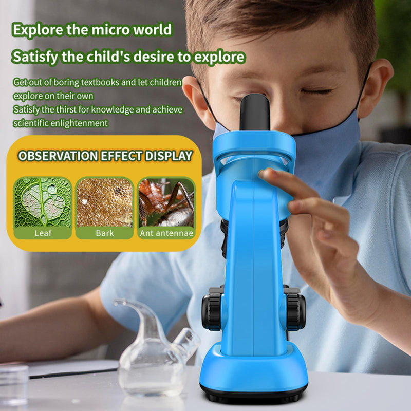 [AUSTRALIA] - Kids Microscope,40-1600x Microscope Kit for Kids Beginners Children,STEM Kit,Prepared Slides,LED Light and Configured Various Operating Tools- Science Experiment Toy for Kids Ages 6-12 
