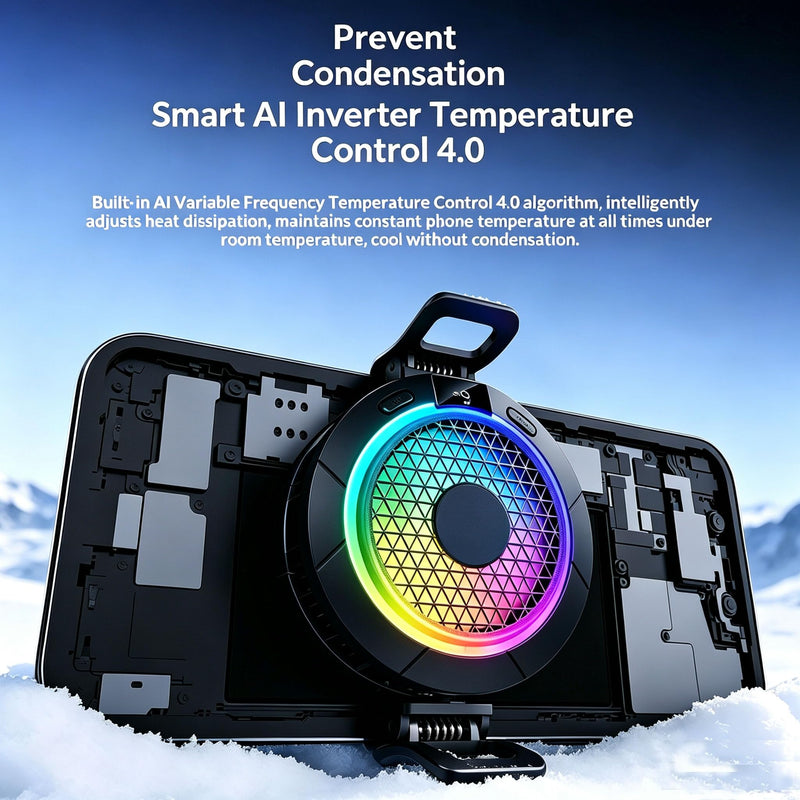 Magnetic Cell Phone Cooler for Gaming, 24W Cellphone Cooling Fan with RGB | Silent Phone Cooler with Screen Display, Four-speed Smart Temp Control Phone Radiator for iPhone Android Series Phone Tablet