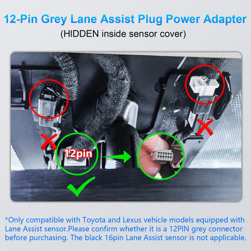 [AUSTRALIA] - Dashcam Power Adapter for Toyota/Lexus (12-Pin,Model C), –Lane Trace System Adapter, Compatible with RAV4 Highlander Tacoma 4Runner,Lexus NX RX & More. Fits Vehicles with TSS 2.5 Lane Assist Port 