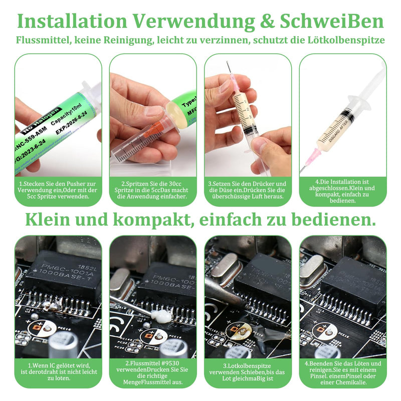 Flux Soldering Paste, Flux, Soldering Flux, with Push Rod, 138°C Soldering Flux No-Clean Soldering Flux for LED Smd Pcb Bga Electronic Soldering (10 ml)