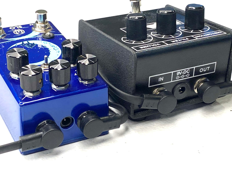 Flat Low Profile C Shape 1/4"" Right Angle Guitar Effects Pedal Patch Cables (3), Black 3