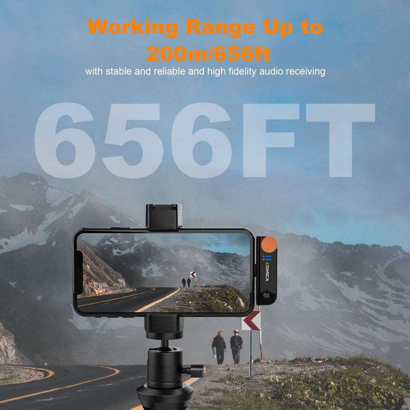 COMICA Vimo S MI Wireless Microphone for iPhone, MFI Certified, Noise Cancellation, 656' Range, 15H Working Time, Monitoring, iPhone Mic for Video Recording, Vlog, Live Streaming, YouTube Lightning Version