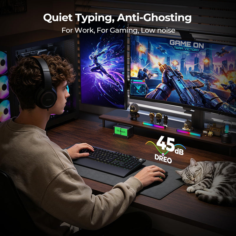 seenda Wireless Gaming Keyboard and Mouse, RGB Backlit & Web Customizable | Multi-Device Connection, Programmable, Full Size Rechargeable Keyboard with Wrist Rest & 7200 DPI Mouse for PC/Mac/Laptop Black