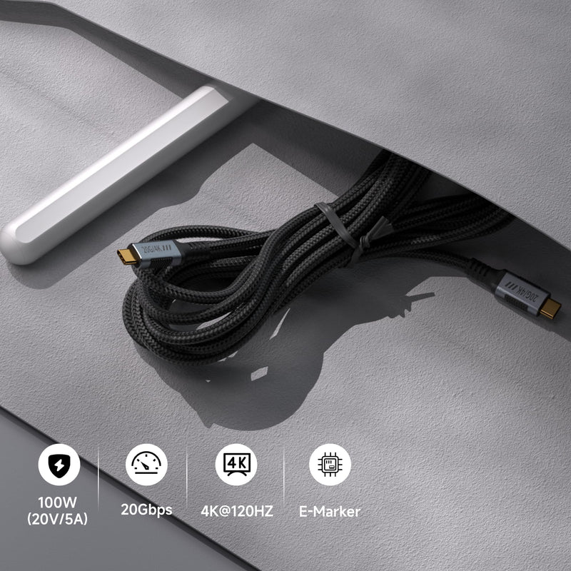 USB C Long Cable 20 FT 2Pack,USB C 3.2 Gen 2x2 20Gbps Data Transfer Compatible with Thunderbolt 3 Cable,Type C 100W Fast Charging,USBC 4K@120Hz Video Output for Monitor,Display,SSD,Docking. 20FT+20FT