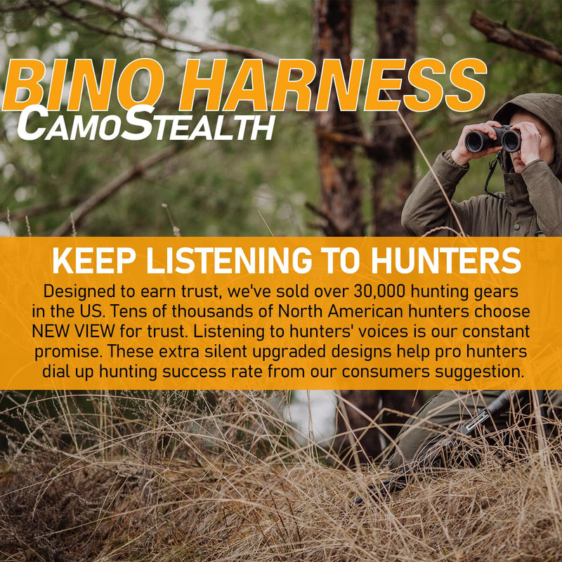 NEW VIEW Silent Binocular Harness Chest Pack, Hunting Bino Case with Dual MOLLE Straps, Binocular Harness with Detachable Chest Strap Rangefinder Pouch Rain Cover for Saddle Hunting Bird Watching Removable