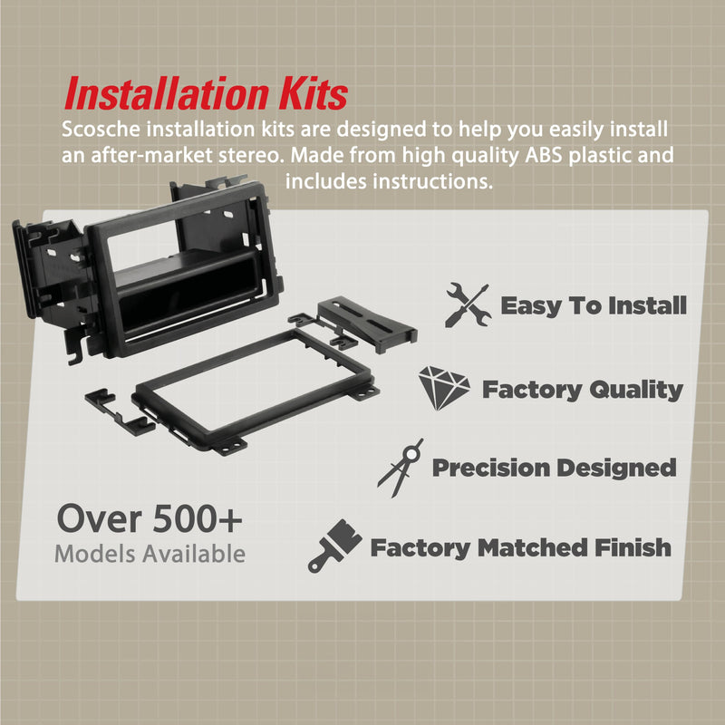 Scosche CR1291B Double DIN Dash Kit Compatible with Select 2007-2019 Chrysler, Dodge & Jeep Vehicles Black Dash Kit Only