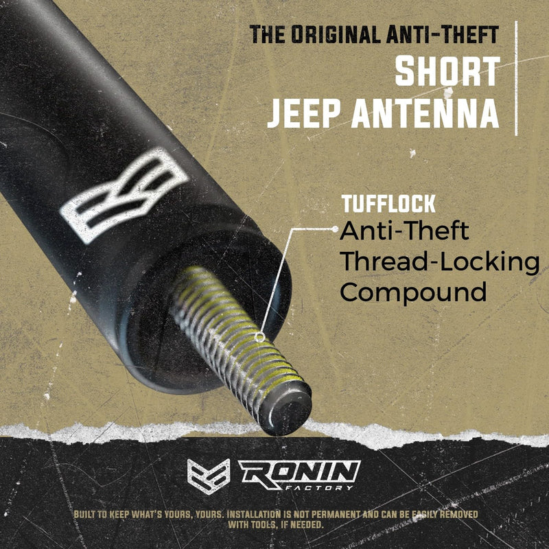 [AUSTRALIA] - Ronin Factory Short Replacement Antenna for Jeep Wrangler Accessories Rubicon Jeep Gladiator Accessories Sahara Sport 4xe JK JL 2007-2023 Anti-Theft Design - Carwash Safe 8 Inch TuffLock 8 Inch TuffLock Antenna 