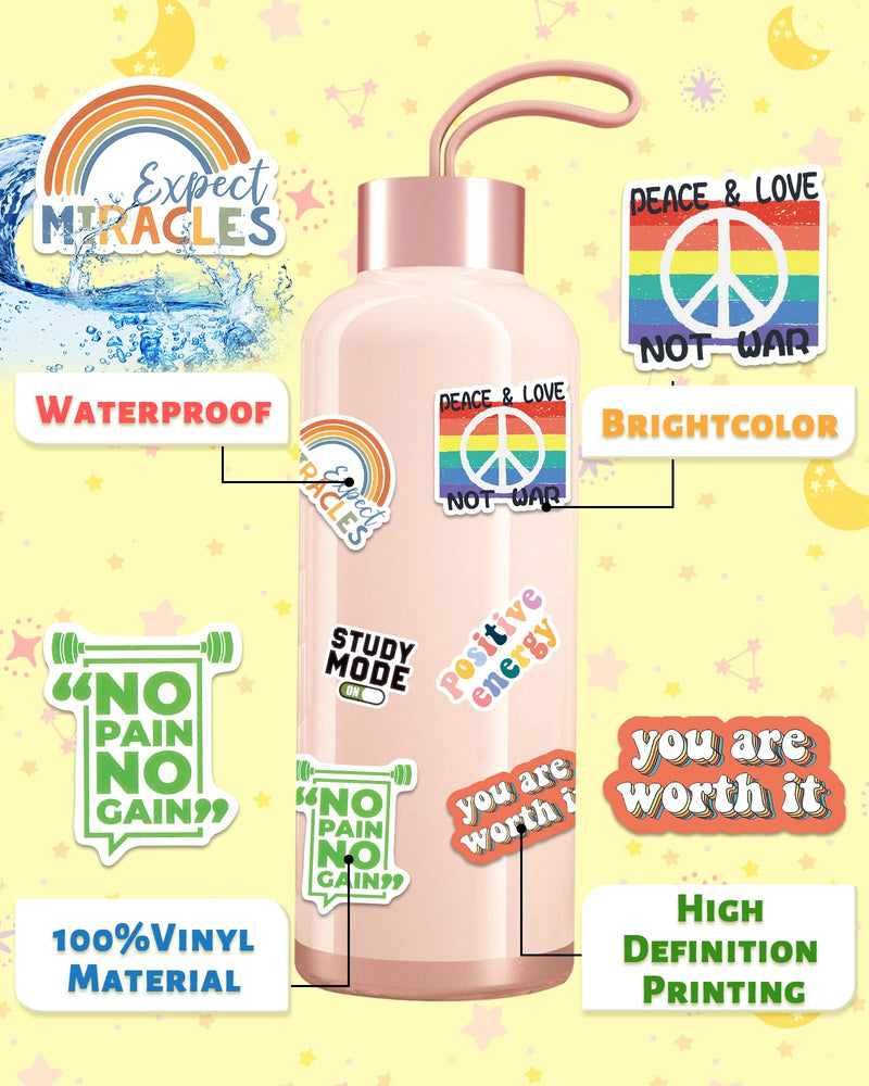 300 PCS Inspirational Stickers for Adults, Motivational Water Bottle Stickers for Teens Kids Teachers, Journaling Scrapbook Laptop Positive Quote Vinyl Stickers for Vision Board Supplies 300 Pcs